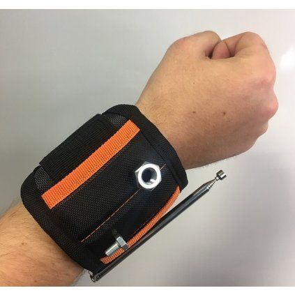 Support magnétique de poignet avec fermeture autoagrippante réglable et tige magnétique extractible
